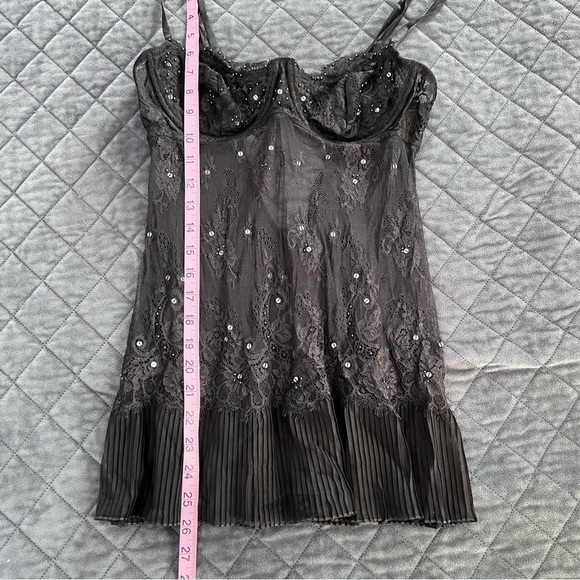 Victoria Secret Slip 36C Chemise lingerie Sheer Sequin Black Underwired Push up - Picture 7 of 7